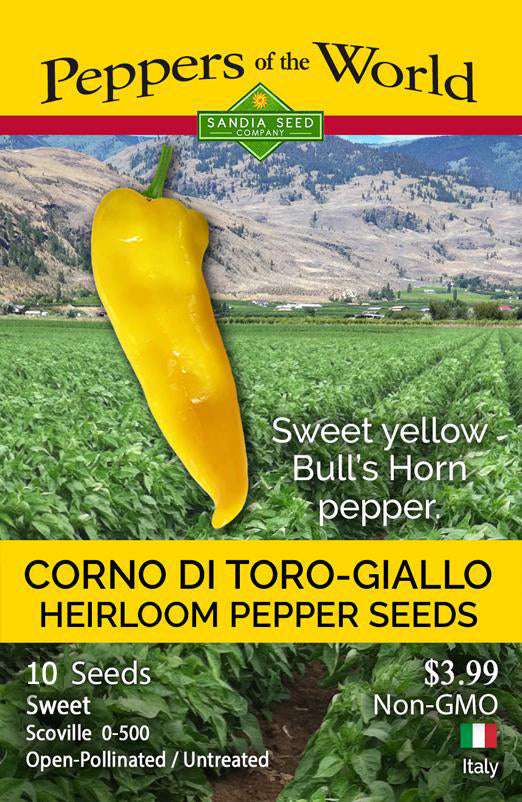 Corno Di Toro Giallo Sweet Yellow Bull Horn Pepper Seeds