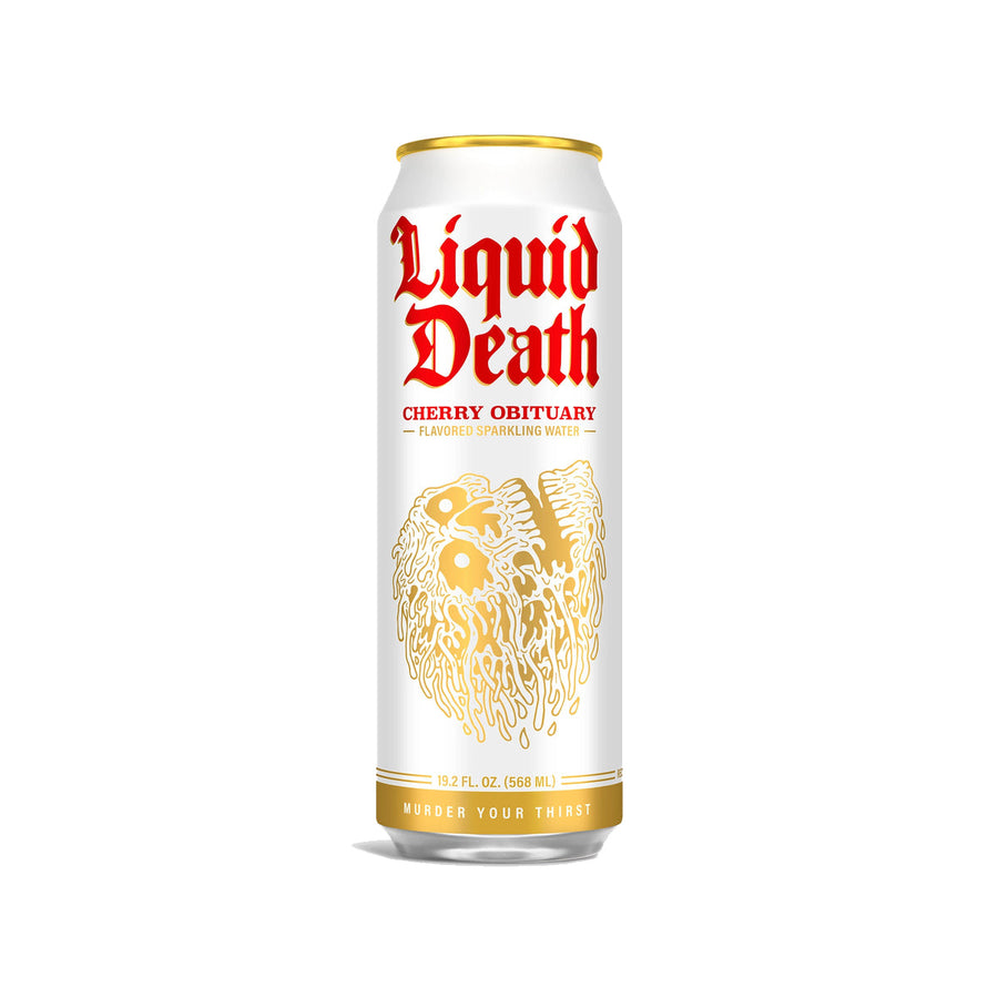 Liquid Death Cherry Obituary Flavoured Sparkling Water (568ml) - Lucifer's House of Heat