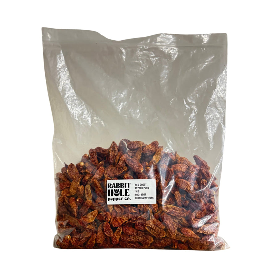 Bulk Red Ghost Pepper Dried Pepper Pods - Lucifer's House of Heat