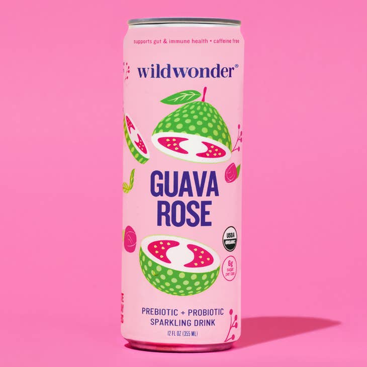 wildwonder Guava Rose Sparkling Prebiotic + Probiotic Drink - 355ml (Single Can) - Lucifer's House of Heat