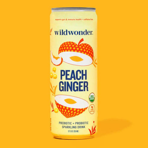 wildwonder Peach Ginger Sparkling Prebiotic + Probiotic Drink - 355ml (Single Can) - Lucifer's House of Heat