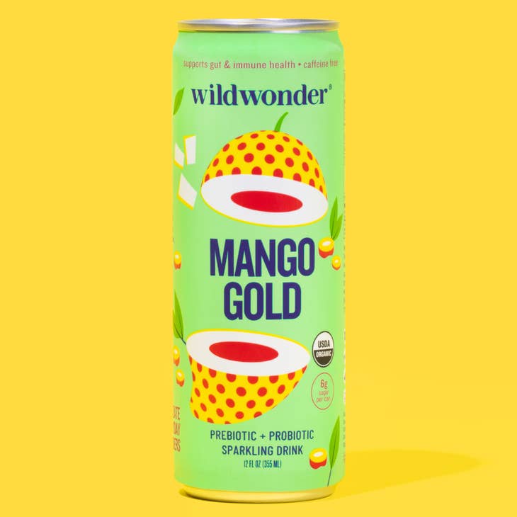 wildwonder Mango Gold Sparkling Prebiotic + Probiotic Drink - 355ml (Single Can) - Lucifer's House of Heat